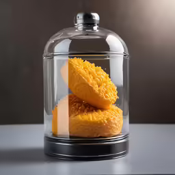 a jar that has two cookies inside of it