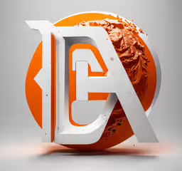 an orange letter with some white letters on it,a circular letter with an orange circle inside
