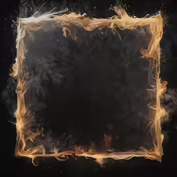 yellow frame on black background with yellow flames