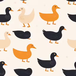 colorful ducks are shown against a white background
