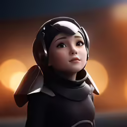 a cute little girl wearing a black and white suit