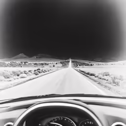 view from inside the car driving on the open road