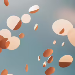 a painting with circles floating in the sky
