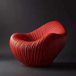an image of a unique chair in the shape of a boat