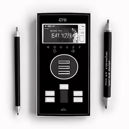a photo of a cell phone and a pen