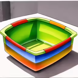 three square serving bowls each one colored in different colors
