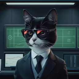 a cat wearing goggles and sitting in front of a computer monitor