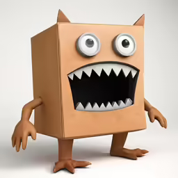 a paper bag with an evil looking face
