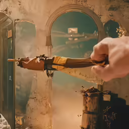 a person using an opening tool to open the door