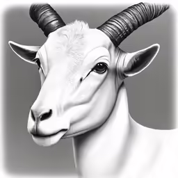 a close up shot of a goat head with horns