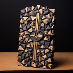 a clock made out of wood with an unusual design
