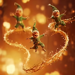 two animated clowns performing a trick while standing on vines