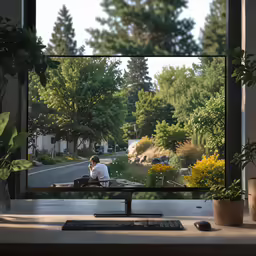 two people sit on a bench in front of an outdoor display of plants