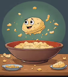 an illustrated drawing of a bowl of fried foods,cartoon illustration of a pan of macaroni and cheese