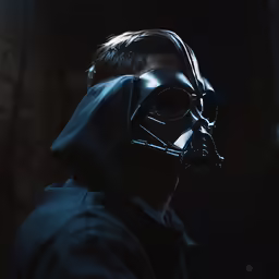 a man in a darth vader mask and full black outfit
