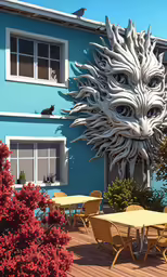 an artisticly carved sculpture on the side of a house in england