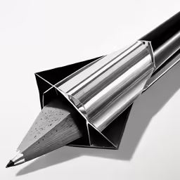 pencil drawing on white table next to a pen