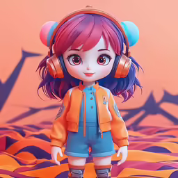 a girl with colorful hair wearing headphones