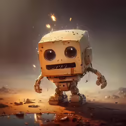 a robot with broken limbs on the ground