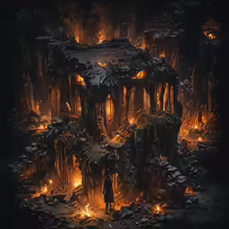 a futuristic artwork shows the inside of a cave