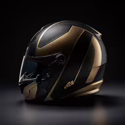 a helmet on the ground with a dark background
