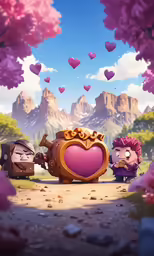 an image of plants and hearts and the couple in front of them