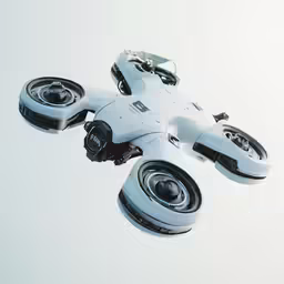 a toy in the air with white wheels