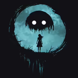 a person that is standing under a creepy light