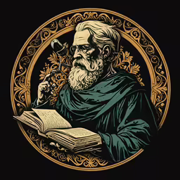 the man in the book and pipe is holding an open book