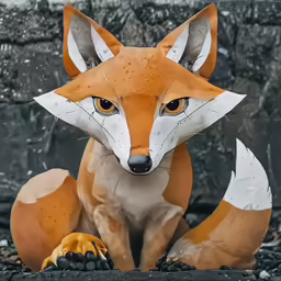 a statue of a fox on top of a rock