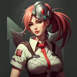 the character zeil from overwatch is wearing a white shirt and red bow tie