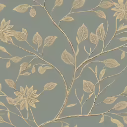 the wallpaper has leaves and twigs on it