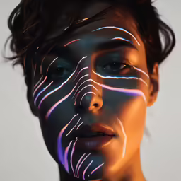 a woman with a strange glowing face