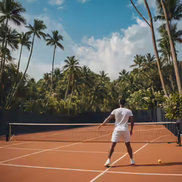 a person standing on a tennis court holding a racket