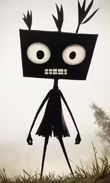 a cartoonish character from the series invade looking menacing