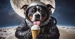 a dog with a large nose and an ice cream cone