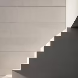 a man walking up stairs with his bag