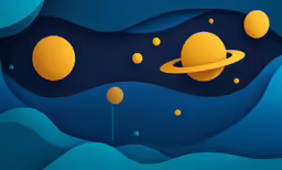 an image of yellow saturn on blue background