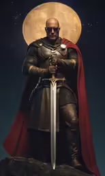 a man dressed in armor holding a sword