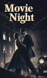 a poster of the movie night shows a man and woman kissing in front of an old car