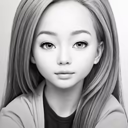 the face of an asian girl with long hair