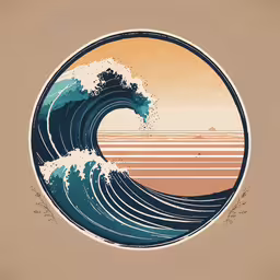an abstract illustration of a wave in a circle,a large wave on the ocean, with brown colors