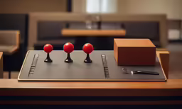 four red balls on display on an ipad next to scissors