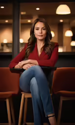 a woman sitting on top of a chair