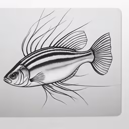 black and white fish on a square tile