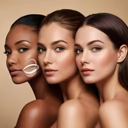 three models stand with identical skin types