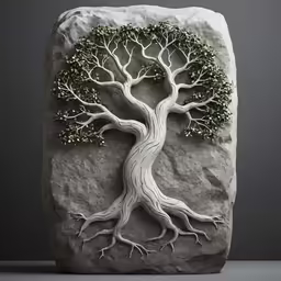 a rock with a tree carved in it