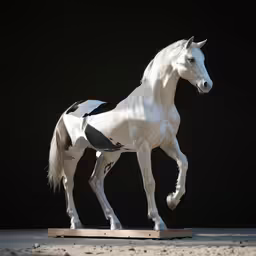 a statue of a white horse in black and white