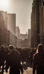 a lot of people walking through an alley
