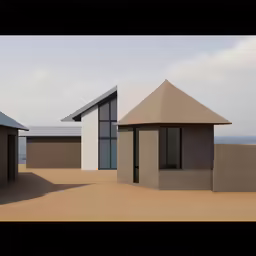 a couple of very large buildings in the middle of a desert